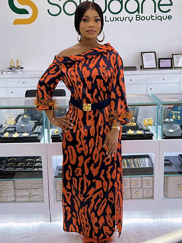Luxury Satin Off Shoulder Dress - Image 3